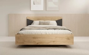 Pat din lemn, Atson, ADRK Furniture (Culoare: Lemn Stejar / Black)