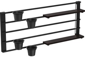 Raft de perete cu ghivece de flori și iluminare LED SHELF 50x118 cm negru