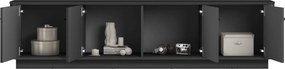 Comodă TV pe soclu Vesper 4D 187 cm - negru / mânere negre