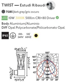 Aplica LED de exterior design modern ambiental IP65 TWIST