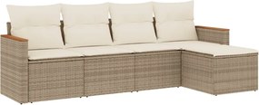 vidaXL Set canapele de grădină cu perne, 5 piese, bej, poliratan