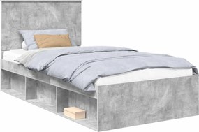 vidaXL Cadru de pat Gri Concret 100 x 200 cm Lemn de pin masiv
