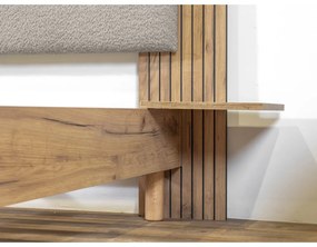 Pat matrimonial gri deschis cu somieră 140x190 cm Lior – Bobochic Paris