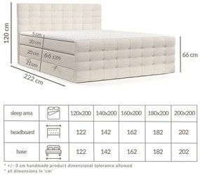 Pat boxspring crem cu spațiu de depozitare 200x200 cm Blend – Maison de Rêve