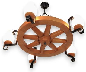 Candelabru rustic fabricat manual din lemn Roata 5L