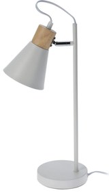 Lampă de masă din metal cu bază din lemn Solano alb, 14 x 47 cm
