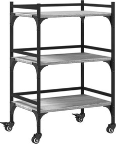 vidaXL Cărucior de bucătărie, gri sonoma, 50x35x75,5cm, lemn prelucrat