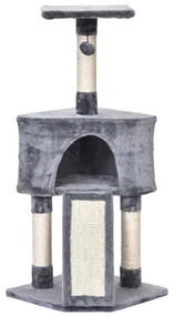 PawHut Arbore pentru Pisici Compact, Design cu Frânghie Sisal pentru Zgâriat, Gri, 40x40x98cm | Aosom Romania