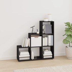 vidaXL Bibliotecă în trepte, negru, 107 cm, lemn compozit