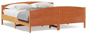3216166 vidaXL Cadru de pat cu tăblie, maro ceruit, 180x200 cm, lemn masiv pin