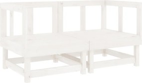 vidaXL Canapea de colț de grădină, 2 buc., alb, lemn masiv de pin