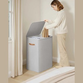 SongmicsHome Coș de rufe TALIA 170l, 56×40×75cm, gri deschis