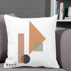 Perna Decorativa Geometric Bauhaus Triunghi, 40x40 cm, Alba Mata, Husa Detasabila, Perna Inclusa, BEKZ®