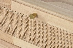 Comoda TV natur , din lemn de cauciuc si rattan „Rustic Serenity”