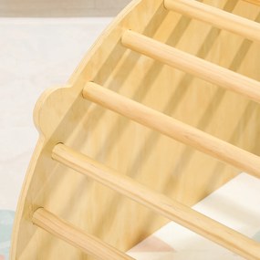 AIYAPLAY Arc Montessori 3 în 1 pentru Copii de 18-48 Luni, Structură de Cățărare, Măsuță și Balansoar cu Pernă | Aosom Romania