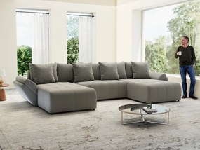 Colțar extensibil dumonde cu ladă de depozitare si sezut confortabil din spuma high-density, Berlin U Royal Grey 380x180 cm