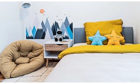 Pat matrimonial albastru/gri tapițat fără somieră 140x200 cm Lena – Meise Möbel