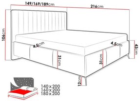 Pat matrimonial 140 cm Lozbona (Bej) (cu somieră) (cu sp. depozitare). 1104155