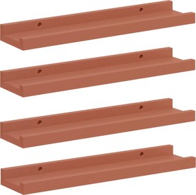 vidaXL Raft de perete cu raft 4 pcs Roșu 40 x 9 x 3 cm Lemn compozit