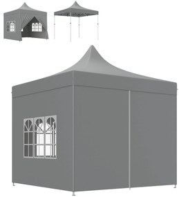 Outsunny Tonnelle de grădină cort pliabil 3 x 3 m cu 4 pereți laterali detașabili 3 ferestre înălțime reglabilă geantă de transport gri | Aosom Romania