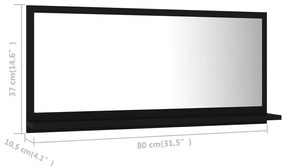Oglinda de baie, negru, 80 x 10,5 x 37 cm, PAL Negru, 80 cm