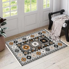 Covor camera antiderapant, 120x180 cm, etnic gri, model Atlas