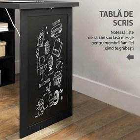 HOMCOM Birou Modern Pliabil cu Bibliotecă și Tablă, din Lemn și Metal, 98x51x153 cm, Negru | Aosom Romania