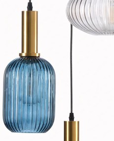 Lustră pe cablu ONLI DOROTY 1xE27/22W/230V albastru/auriu