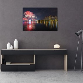 Tablou cu artificii in Singapur (90x60 cm)