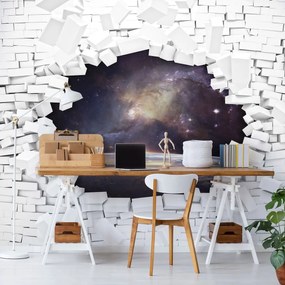Fototapet - Perete din cărămizi și universul (152,5x104 cm)
