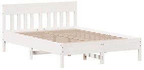 842663 vidaXL Cadru de pat cu tăblie, alb, 140x190 cm, lemn masiv de pin