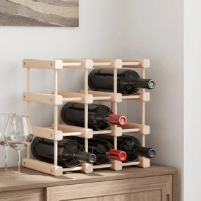 353750 vidaXL Raft de vin pentru 12 sticle, 36x23x36 cm, lemn masiv de pin
