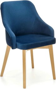 Scaun TOLEDO 2, albastru/stejar, stofa catifelata/lemn de fag 57x56x86