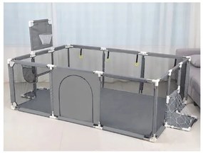 Țarc pentru copii cu porți și coș 230x129x107cm GREY