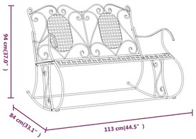 Banca balansoar cu 2 locuri, negru, 113 cm, otel 113 x 84 x 94 cm, 1, 113 x 84 x 94 cm