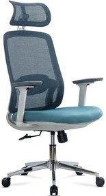 Scaun de birou SKY, brate 3D, suport lombar reglabil, Mesh + Textil, Bleu