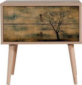 Noptiera Two - 729, stejar, PAL melaminat, 60x40x61 cm
