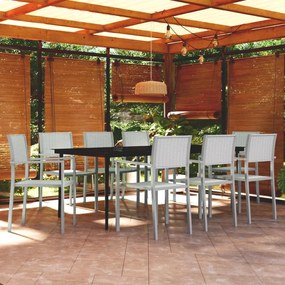 3099274 vidaXL Set mobilier pentru grădină, alb, 9 piese