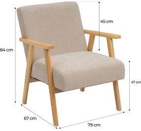 Fotoliu bej cu tapițerie din chenille Vintage – Casa Selección