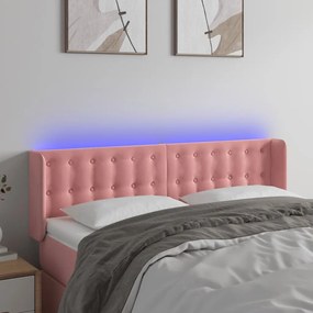 3123723 vidaXL Tăblie de pat cu LED, roz, 147x16x78/88 cm, catifea
