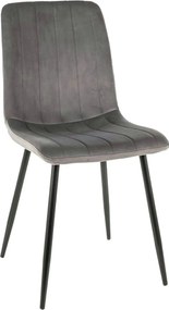 Scaun tapitat stofa catifelata ALAN, gri/negru, 45x39x91 cm