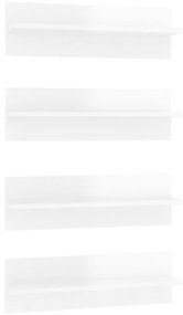 807328 vidaXL Rafturi de perete, 4 buc., alb extralucios, 60x11,5x18 cm, PAL