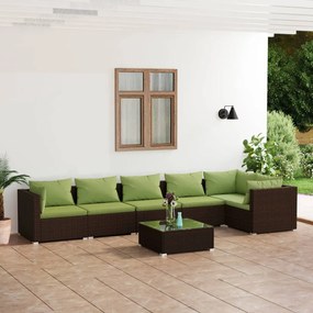 3101724 vidaXL Set mobilier de grădină cu perne, 7 piese, maro, poliratan
