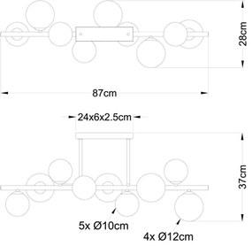 Lustră LED pe tijă RIHA 9xG9/3W/230V crom Globo 56140-9D