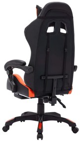 Scaun de jocuri cu LED RGB, portocaliu si negru, piele eco Portocaliu si negru, Cu suport de picioare, 1