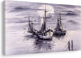 Tablou - Port marin, pictură în ulei (90x60 cm)