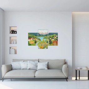 Tablou - Sat în Munți (90x60 cm)