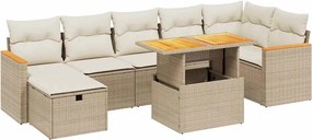 vidaXL Set canapele de grădină, 8 piese, cu perne, bej, poliratan