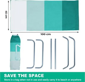 Sezlong pliabil de plaja SAND, dungi verzi