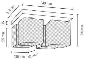 Plafonieră Spot-Light 8175460 NORMAN WOOD 4xE27/25W/230V